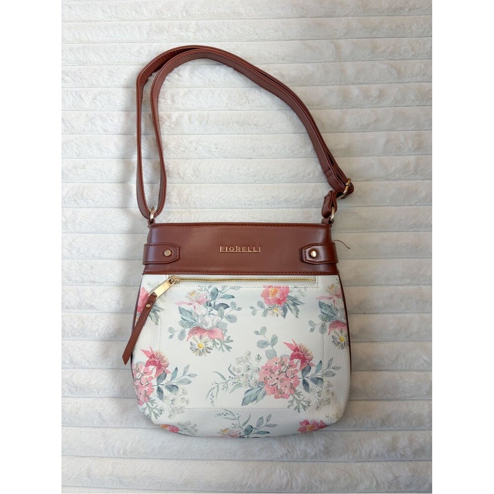 Fiorelli Lila Floral Crossbody Purse Handbag Medium Small Tote Bag Front Zip